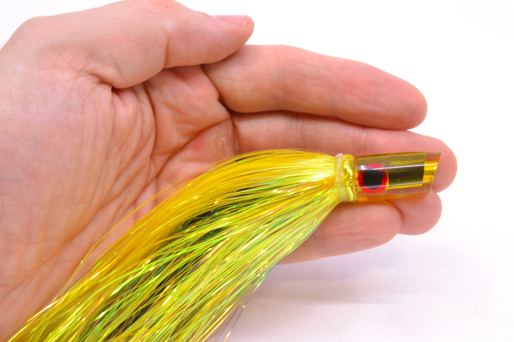 Coggin Lures Yellow Mirrored Mini Baby Peanut Stick 4.5" 1oz Flashabou Yellow/Black GZE