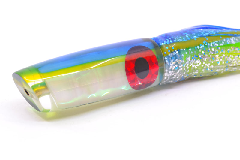 Coggin Lures White Pearl Glass Blue-Yellow Back Malolo Flying Fish 7" 3oz Skirted
