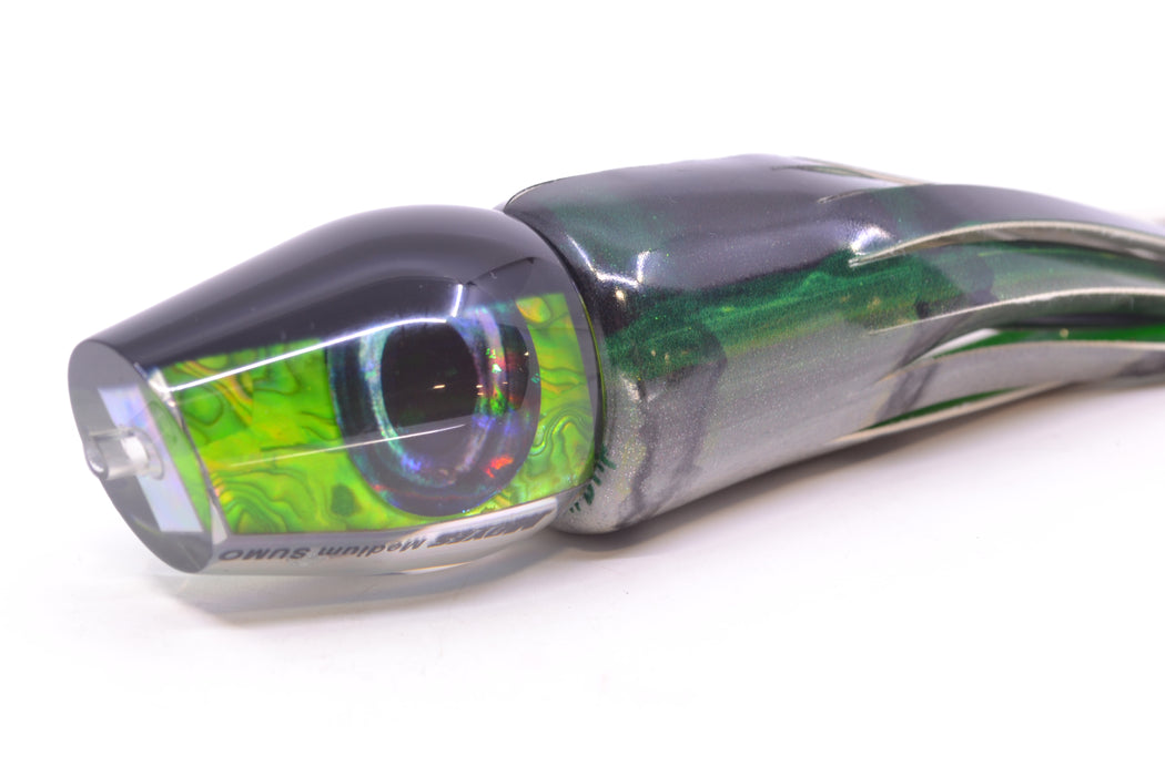 Moyes Lures Green Paua Black Back Medium Sumo 12" 5.5oz FT Vinyl Green Drip GZE