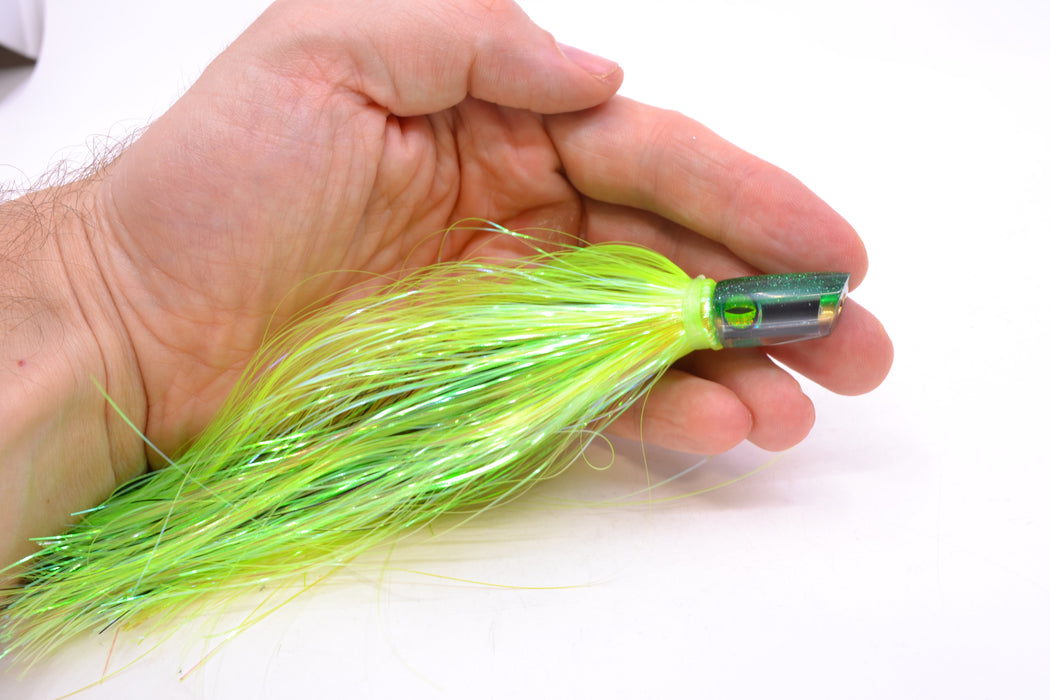 Coggin Lures Mirrored Green Back Mini Baby Peanut Stick 4.5" 1oz Flashabou Green/Black GZE