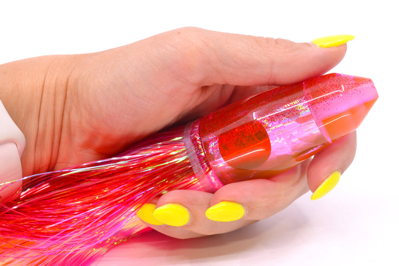 TANTRUM Lures Pink Rainbow Red Back Medium Bullet 9" 7oz Strobez Red-Pink/Orange