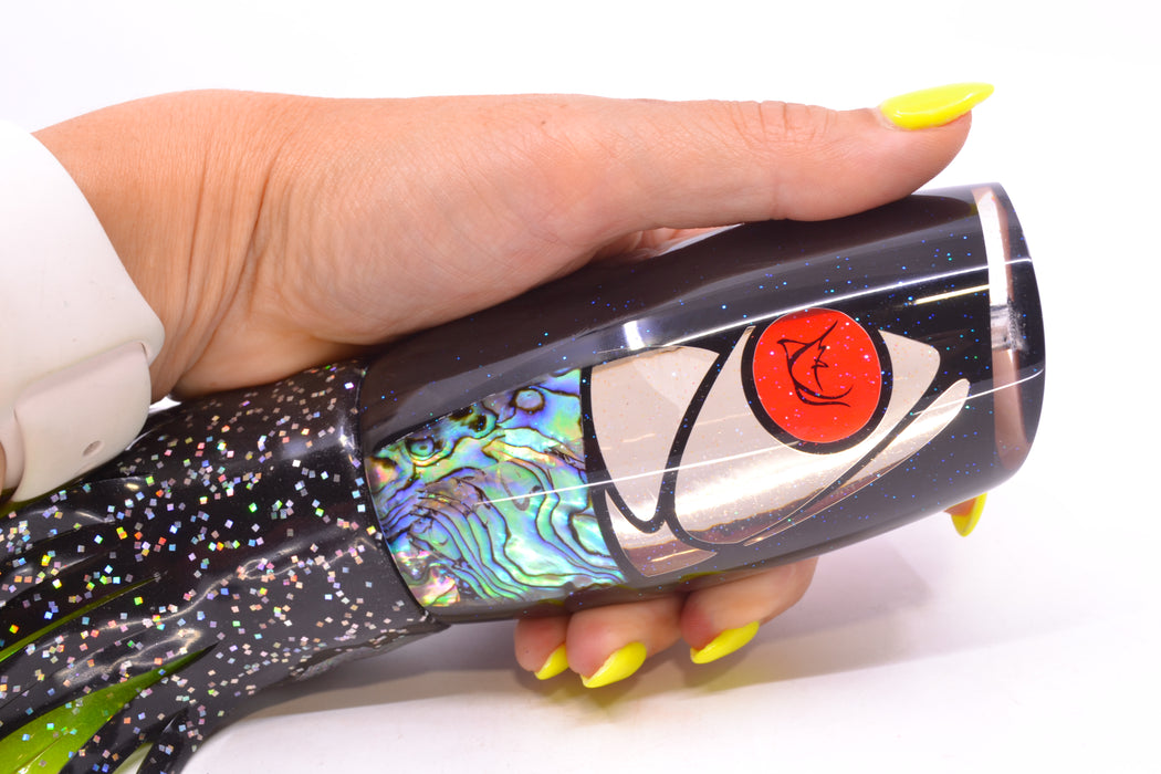 Bonze Lures Hydra Fish Red Eyes Violator 14" 17oz Skirted Black Aurora/Rainbow