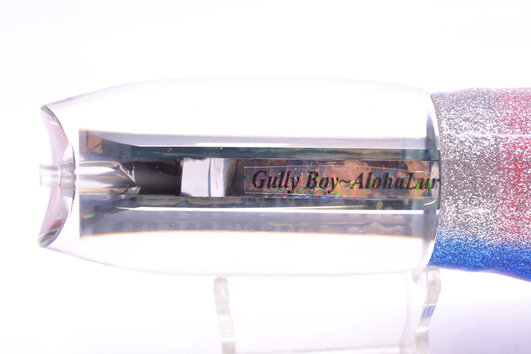 Aloha Lures Clear Mirrored No Eyes Large Gully Boy 12" 11oz Skirted Blue-Silver/Pink
