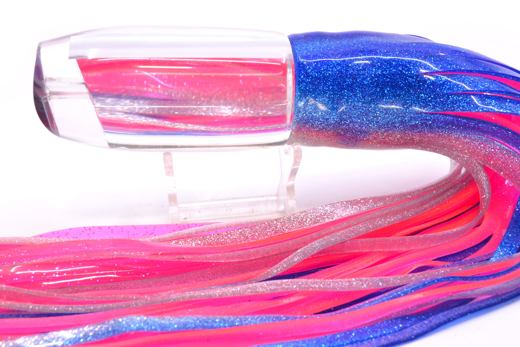 Aloha Lures Clear Mirrored No Eyes Large Gully Boy 12" 11oz Skirted Blue-Silver/Pink