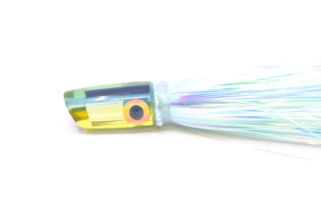 Coggin Lures Mirrored Blue-Green Back Mini Baby Peanut Stick 4.5" 1oz Flashabou Ice Blue/Chart GZE