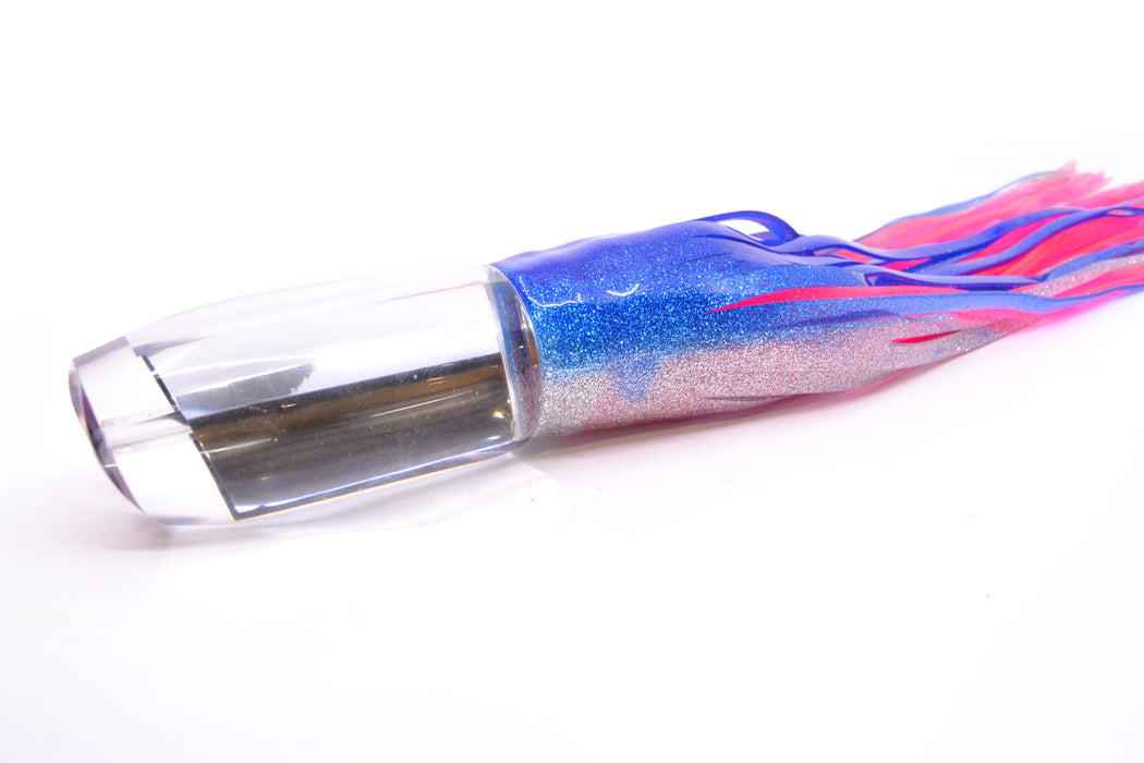 Aloha Lures Clear Mirrored No Eyes Large Gully Boy 12" 11oz Skirted Blue-Silver/Pink