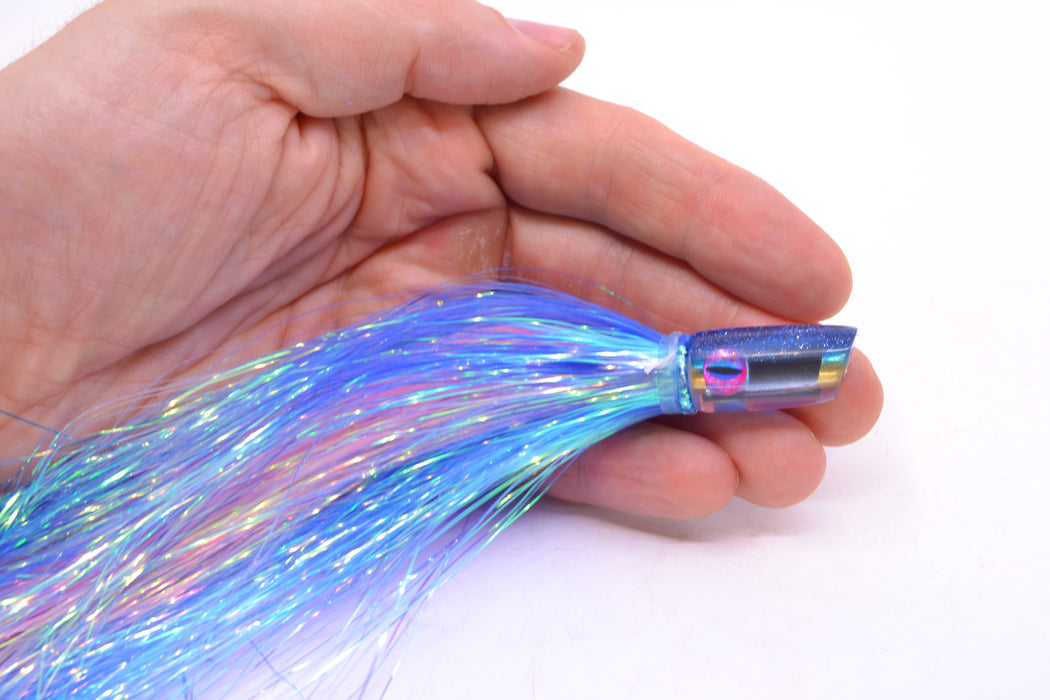 Coggin Lures Mirrored Blue Back Mini Baby Peanut Stick 4.5" 1oz Flashabou Blue/Pink GZE