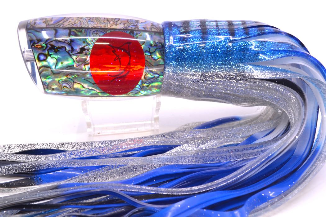 Bonze Lures Paua Shell Red Eyes TKO 14" 14.4oz Skirted Blue Aurora-Silver
