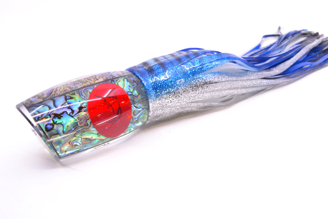 Bonze Lures Paua Shell Red Eyes TKO 14" 14.4oz Skirted Blue Aurora-Silver