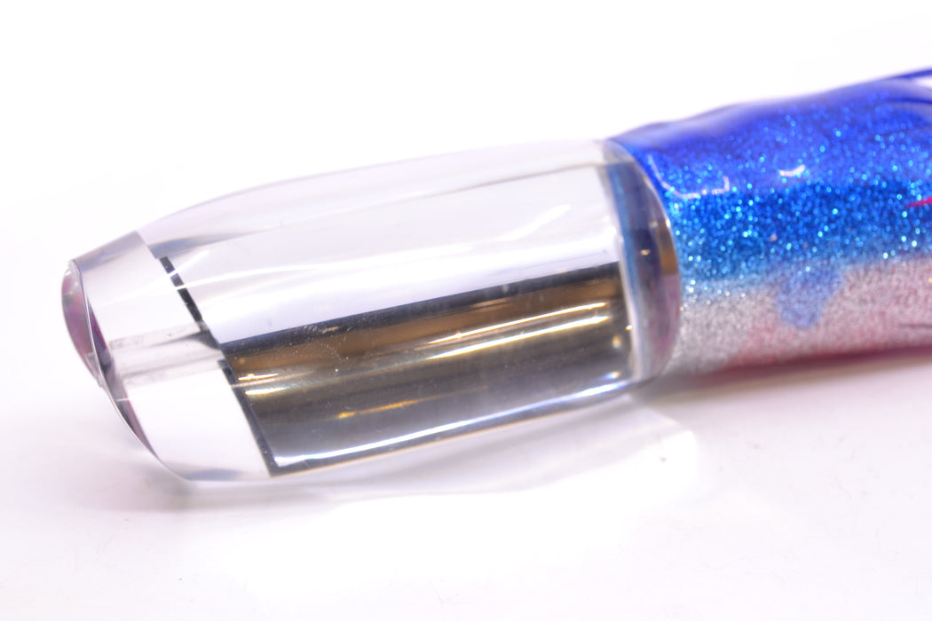 Aloha Lures Clear Mirrored No Eyes Large Gully Boy 12" 11oz Skirted Blue-Silver/Pink