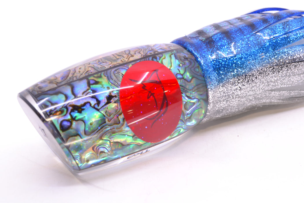 Bonze Lures Paua Shell Red Eyes TKO 14" 14.4oz Skirted Blue Aurora-Silver