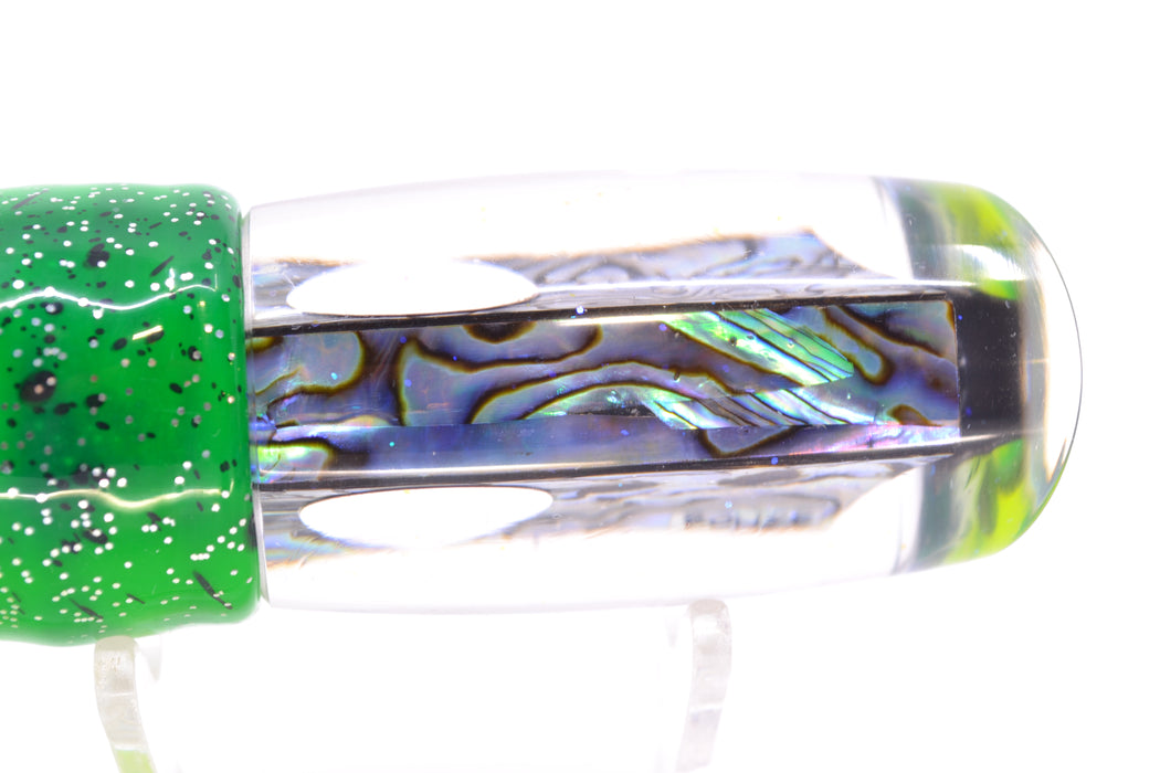 Bonze Lures Paua Shell Red Eyes El Matador 10" 8oz Skirted Green-Clear/Blue-Lumo