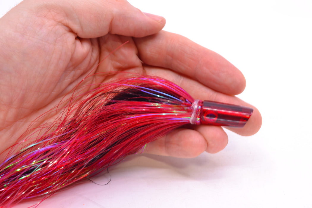 Coggin Lures Red Mirrored Mini Baby Peanut Stick 4.5" 1oz Flashabou Red/Black GZE