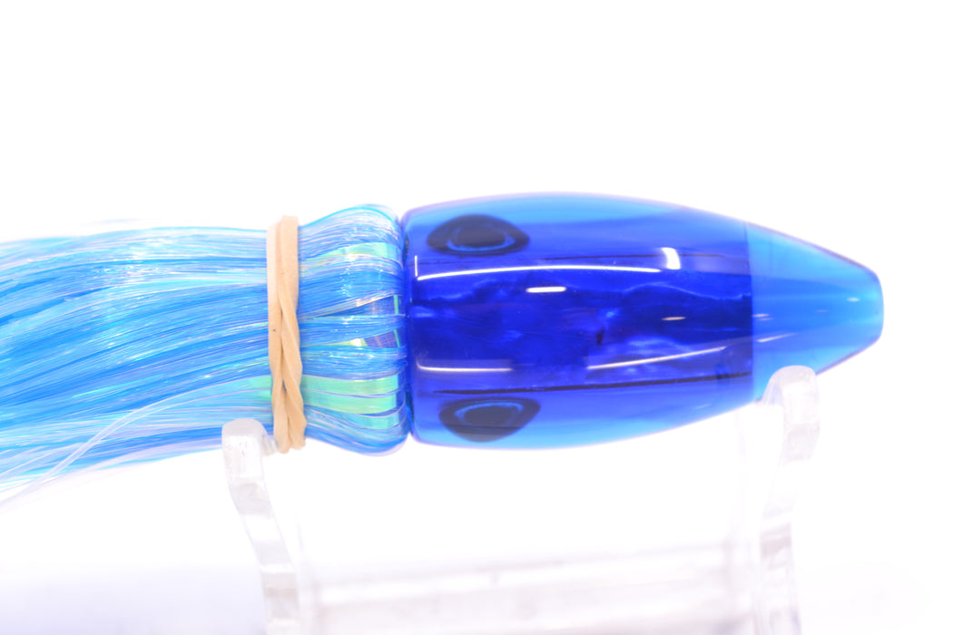 Moyes Lures Rainbow MOP Blue Back Poon 5" 1.3oz Skirted Mixed Blue-White Hair
