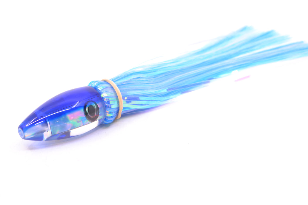 Moyes Lures Rainbow MOP Blue Back Poon 5" 1.3oz Skirted Mixed Blue-White Hair