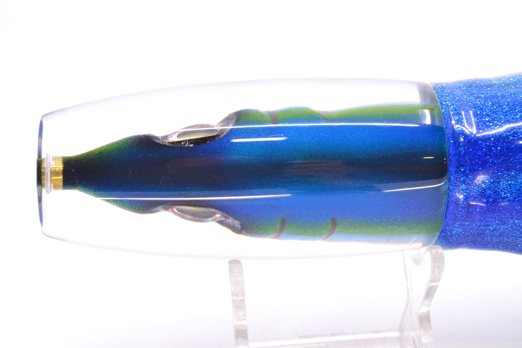Tsutomu Lures Blue-Green-Silver Fish Head Ante Invert 12" 9.7oz Skirted Blue-Silver/Green