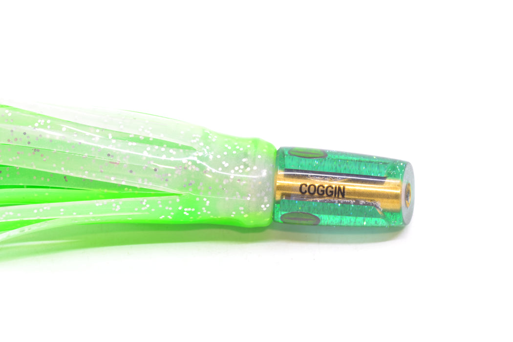 Coggin Lures Mirrored Green Back Mini Baby Peanut Stick 4.5" 1oz Skirted Green-White GZE