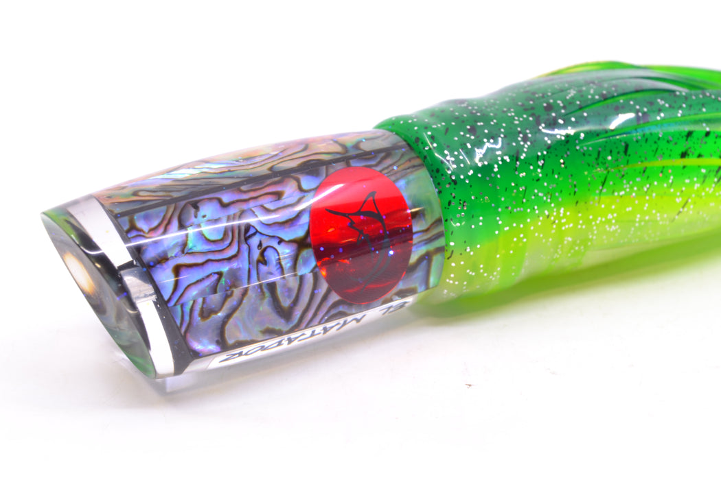 Bonze Lures Paua Shell Red Eyes El Matador 10" 8oz Skirted Green-Clear/Blue-Lumo