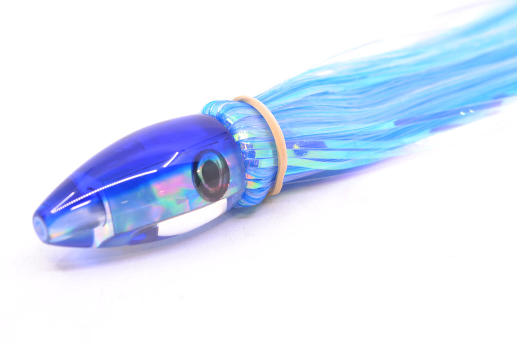 Moyes Lures Rainbow MOP Blue Back Poon 5" 1.3oz Skirted Mixed Blue-White Hair
