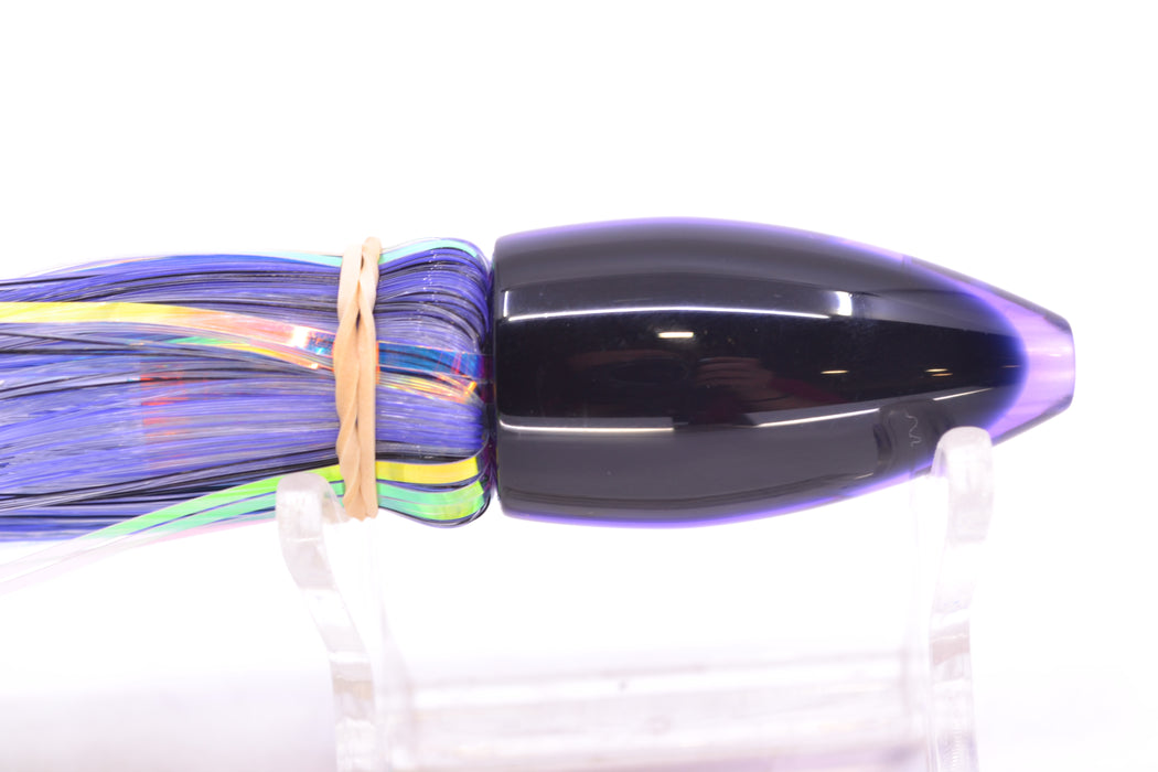 Moyes Lures Purple Mirrored Black Back Poon 5" 1.3oz Skirted Mixed Black-Purple-White Hair