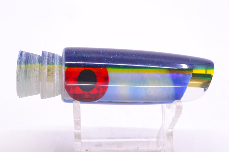 Coggin Lures Ice Blue Pearl Glass Blue-Yellow Back Black-Red Eyes Malolo Flying Fish 7" 1.8oz