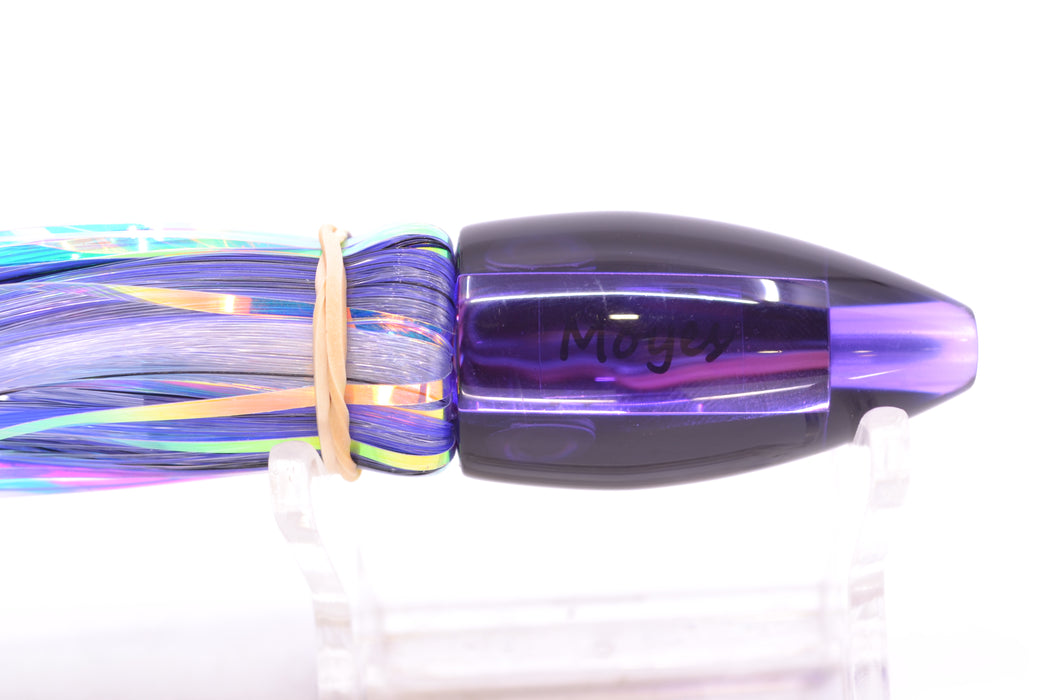 Moyes Lures Purple Mirrored Black Back Poon 5" 1.3oz Skirted Mixed Black-Purple-White Hair