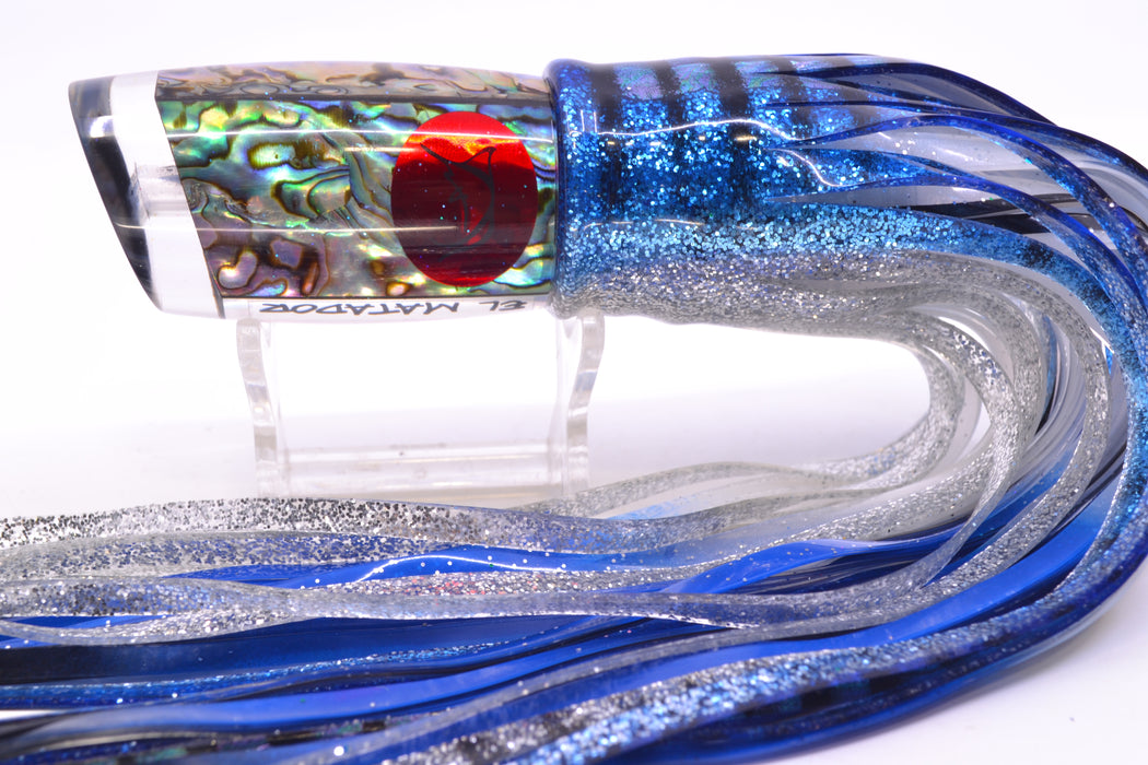 Bonze Lures Paua Shell Red Eyes El Matador 10" 8oz Skirted Blue Aurora