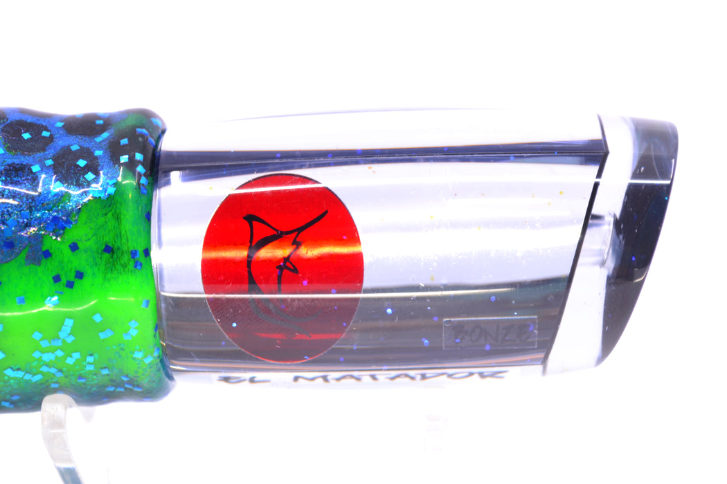 Bonze Lures Mirrored Red Eyes El Matador 10" 8oz Skirted Black Dots-Blue Dots