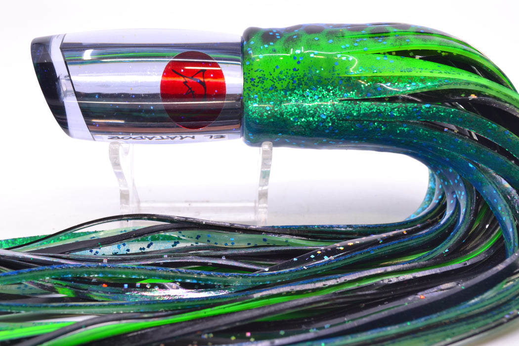 Bonze Lures Mirrored Red Eyes El Matador 10" 8oz Skirted Black Dots-Blue Dots