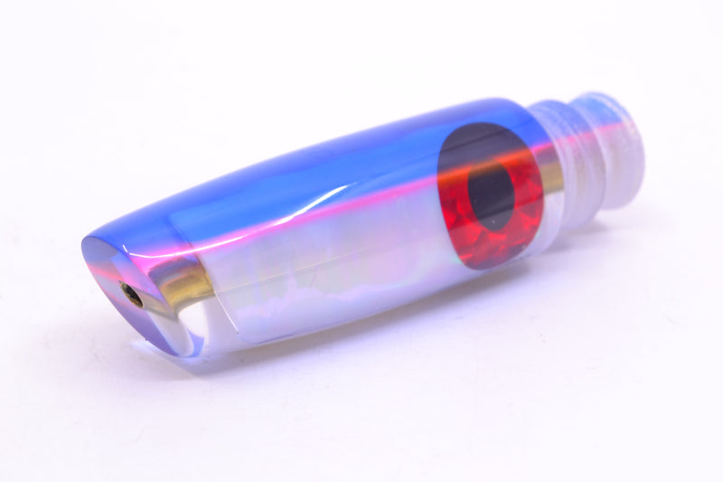 Coggin Lures White Pearl Glass Blue-Pink Back Black-Red Eyes Malolo Flying Fish 7" 1.8oz