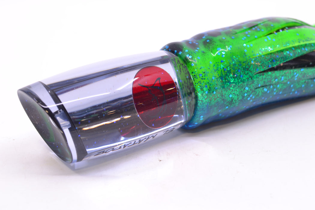 Bonze Lures Mirrored Red Eyes El Matador 10" 8oz Skirted Black Dots-Blue Dots