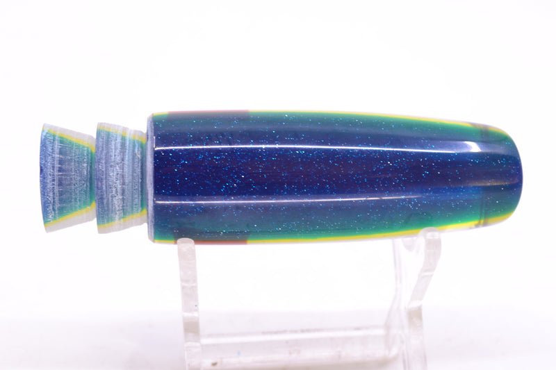 Coggin Lures White Pearl Glass Blue-Yellow Back Black-Red Eyes Malolo Flying Fish 7" 1.8oz