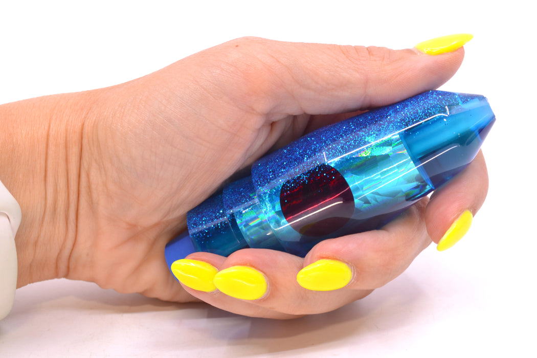 TANTRUM Lures Ice Blue Rainbow Ice Blue Glitter Back Red Eyes Medium Bullet 9" 5.5oz