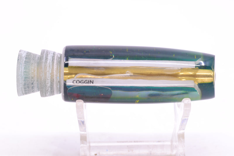 Coggin Lures White Pearl Glass Blue-Yellow Back Black-Red Eyes Malolo Flying Fish 7" 1.8oz