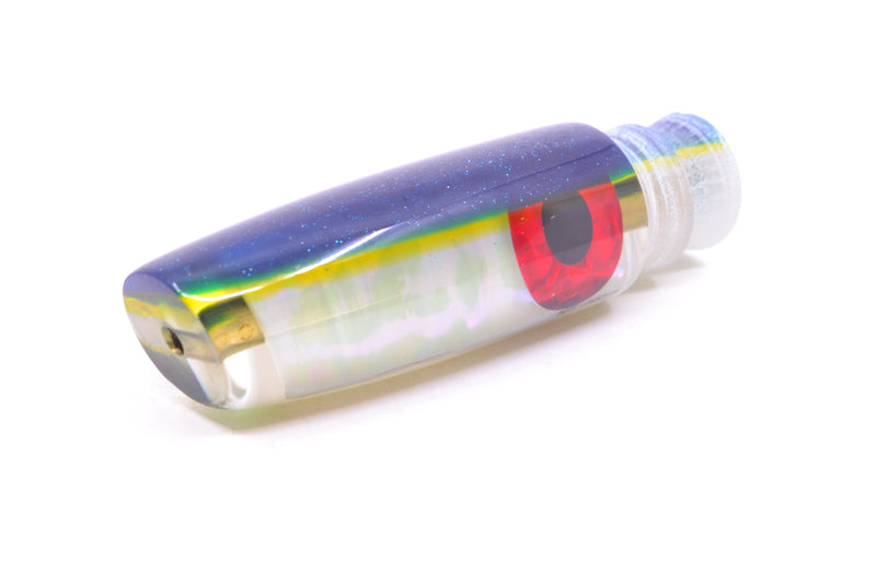 Coggin Lures White Pearl Glass Blue-Yellow Back Black-Red Eyes Malolo Flying Fish 7" 1.8oz