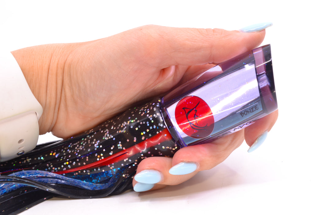Bonze Lures Light Purple Mirrored Red Eyes El Matador 10" 8oz Skirted Black
