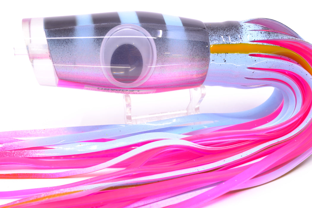 Big T Lures Ice Blue-Silver-Pink Pearl Black Striped Back Leopard 12" 10.7oz Skirted GZE