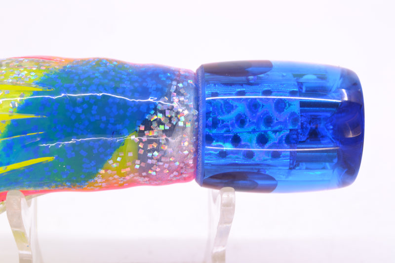 Coggin Lures Rainbow Dichro Blue-Pink Back Sugar Bear Invert 9" 4oz Skirted Blue Bars