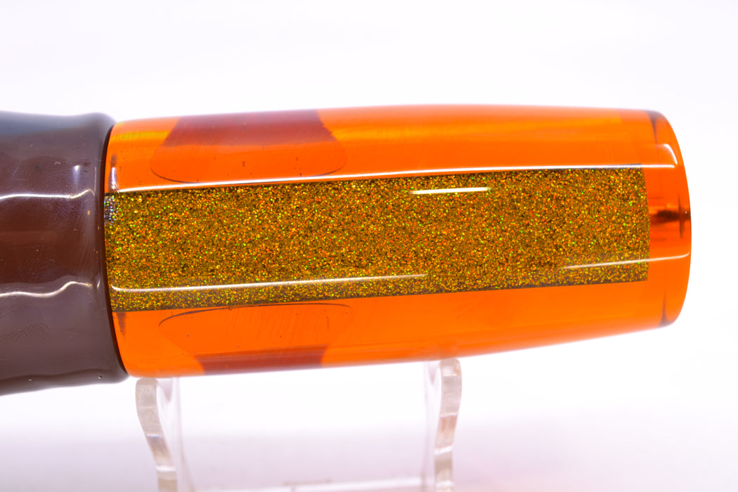 Koya Lures Orange Rainbow Orange Glitter Pearl Hard Head 12" 9oz Skirted Root Beer-Silver