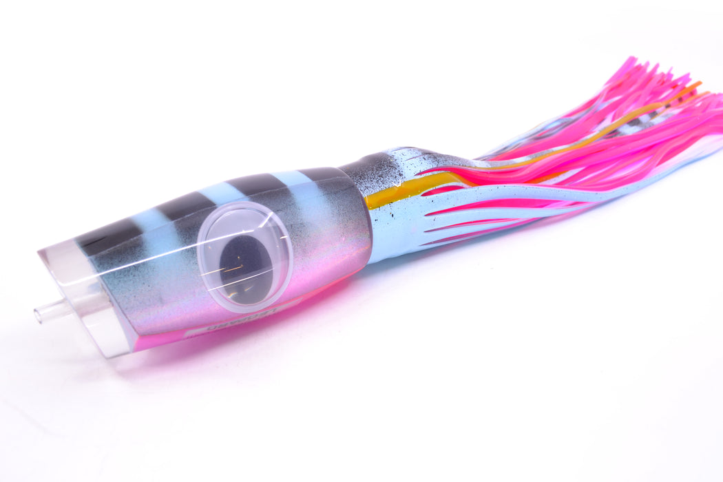 Big T Lures Ice Blue-Silver-Pink Pearl Black Striped Back Leopard 12" 10.7oz Skirted GZE