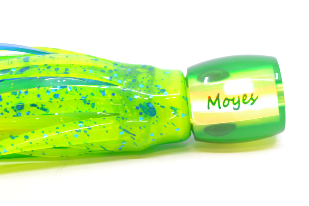 Moyes Lures Chartreuse MOP Green Back Taxi Eyes Tang 5" 3oz Skirted Mahi GZE