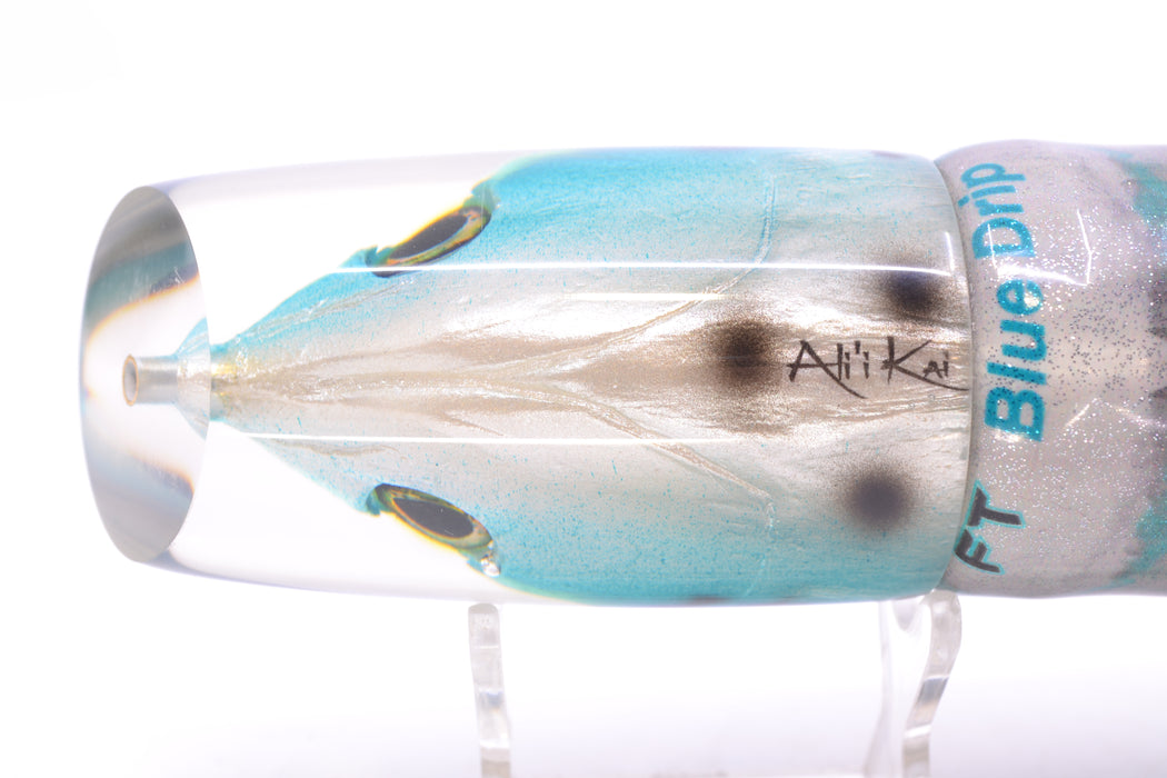 Ali'i Kai Lures Black-Turquoise-Silver Bonito Fish Head Yakuza 14" 10oz FT Vinyl Blue Drip