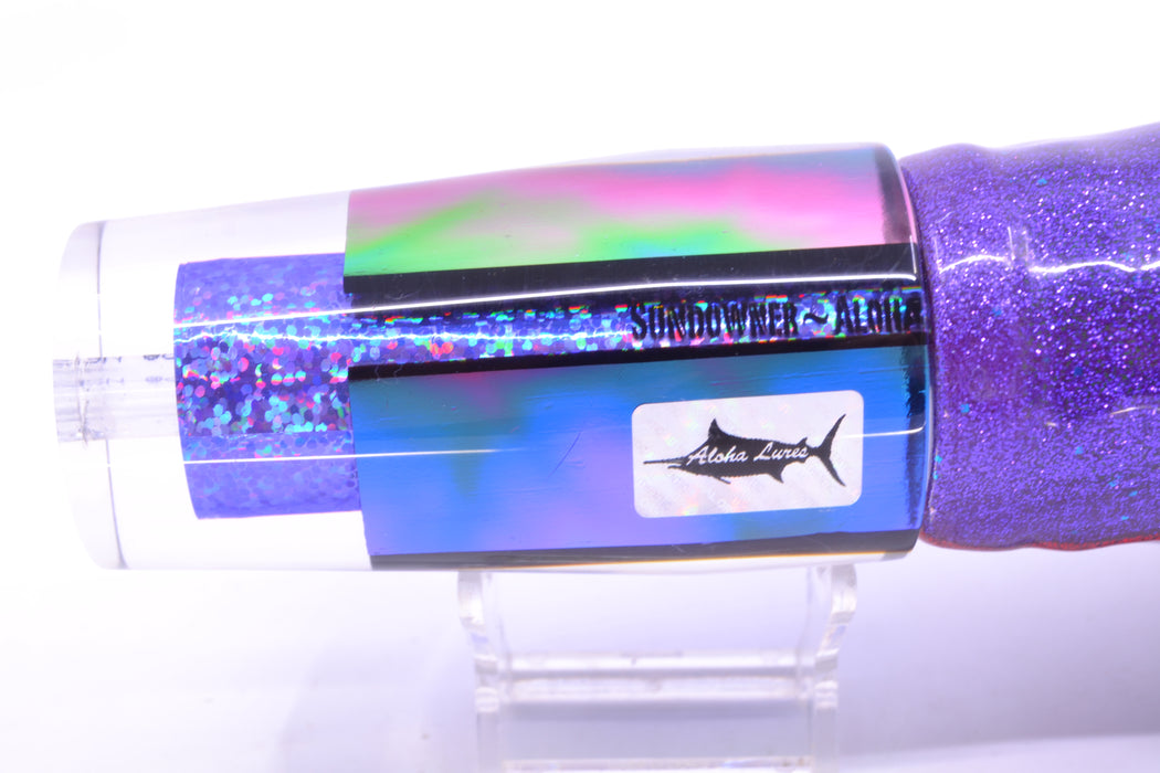 Aloha Lures Purple Rainbow Purple-Blue Dichro Sundowner 14" 11.5oz Skirted Purple/Green