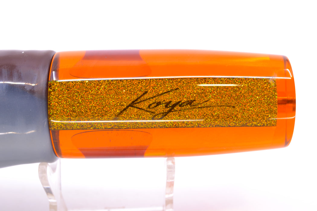 Koya Lures Orange Rainbow Orange Glitter Pearl Hard Head 12" 9oz Skirted Root Beer-Silver