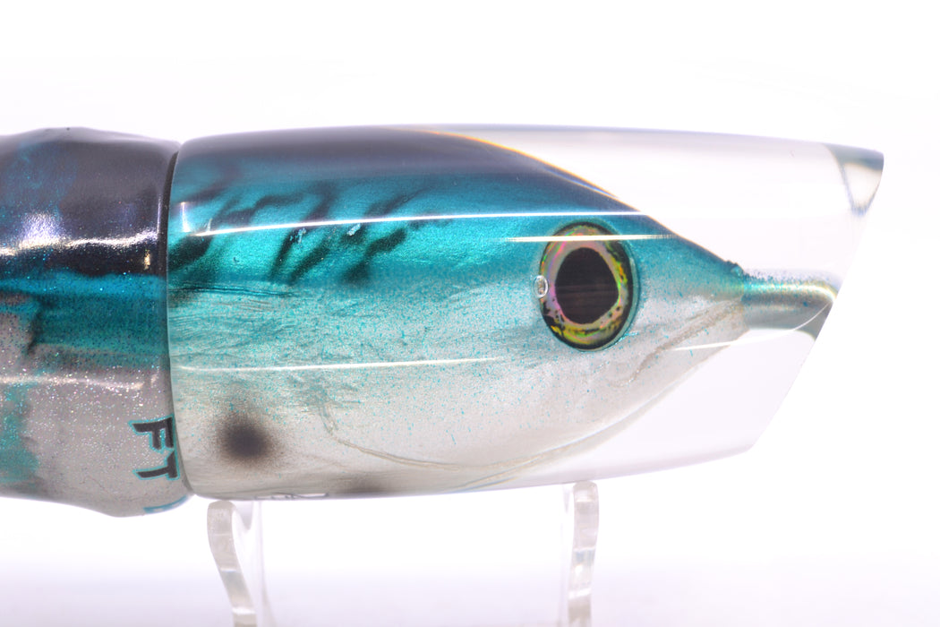 Ali'i Kai Lures Black-Turquoise-Silver Bonito Fish Head Yakuza 14" 10oz FT Vinyl Blue Drip