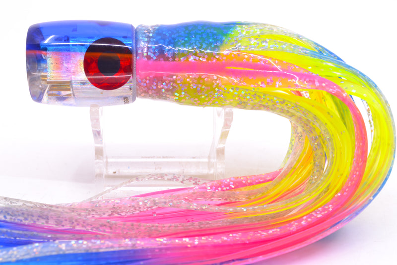 Coggin Lures Rainbow Dichro Blue-Pink Back Sugar Bear Invert 9" 4oz Skirted Blue Bars