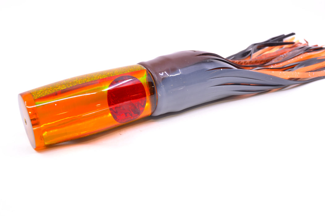 Koya Lures Orange Rainbow Orange Glitter Pearl Hard Head 12" 9oz Skirted Root Beer-Silver