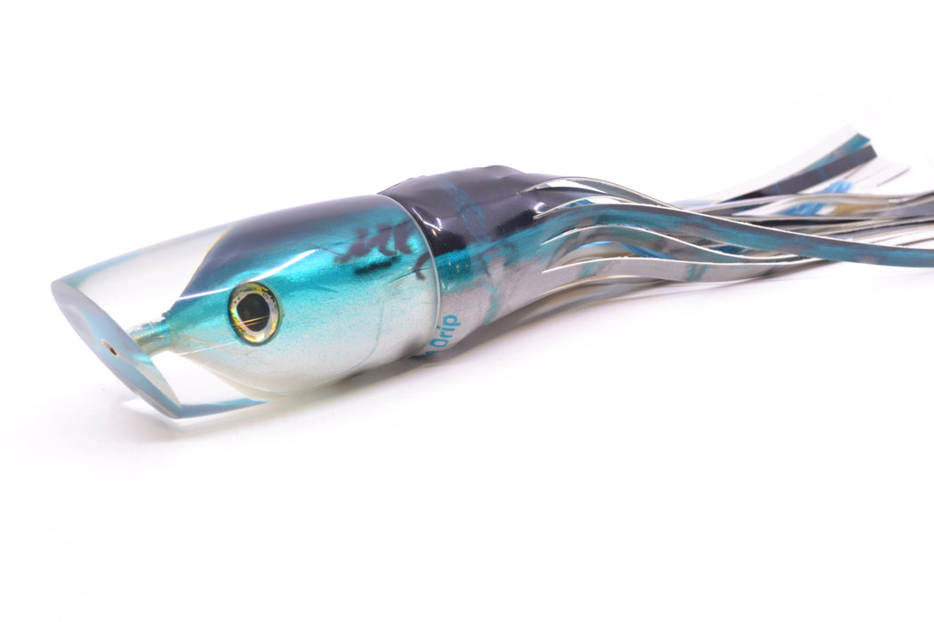 Ali'i Kai Lures Black-Turquoise-Silver Bonito Fish Head Yakuza 14" 10oz FT Vinyl Blue Drip