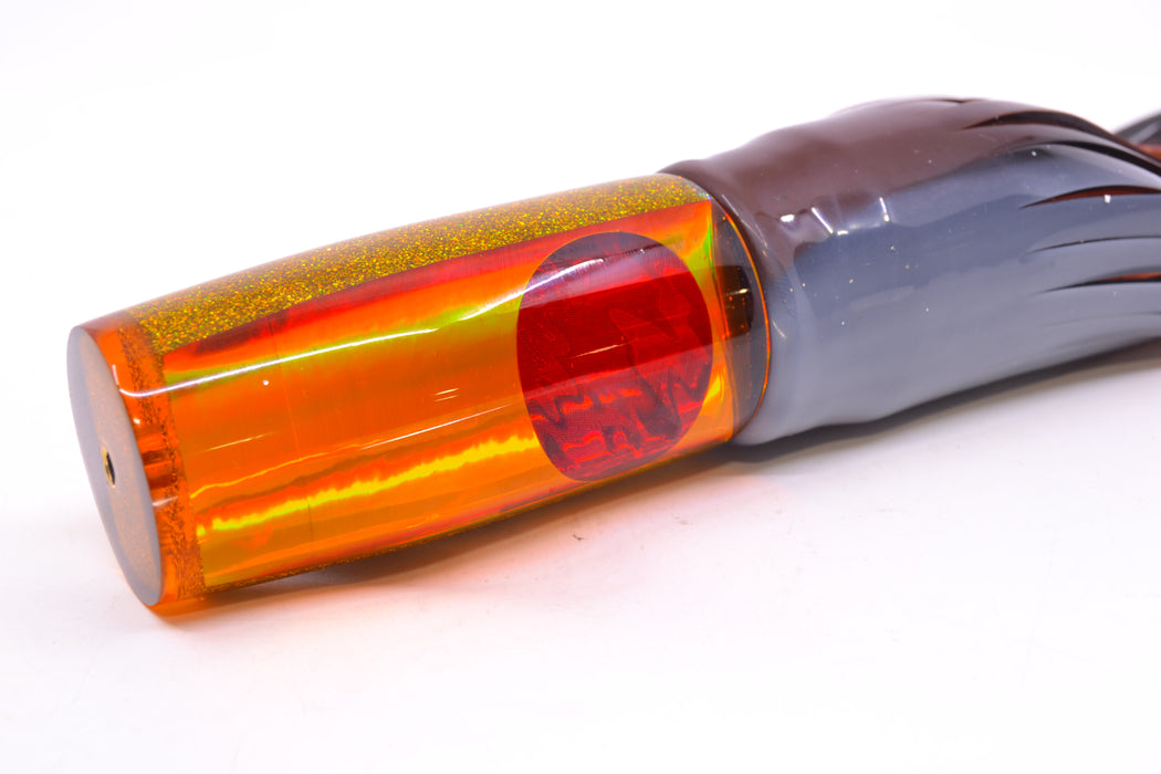 Koya Lures Orange Rainbow Orange Glitter Pearl Hard Head 12" 9oz Skirted Root Beer-Silver