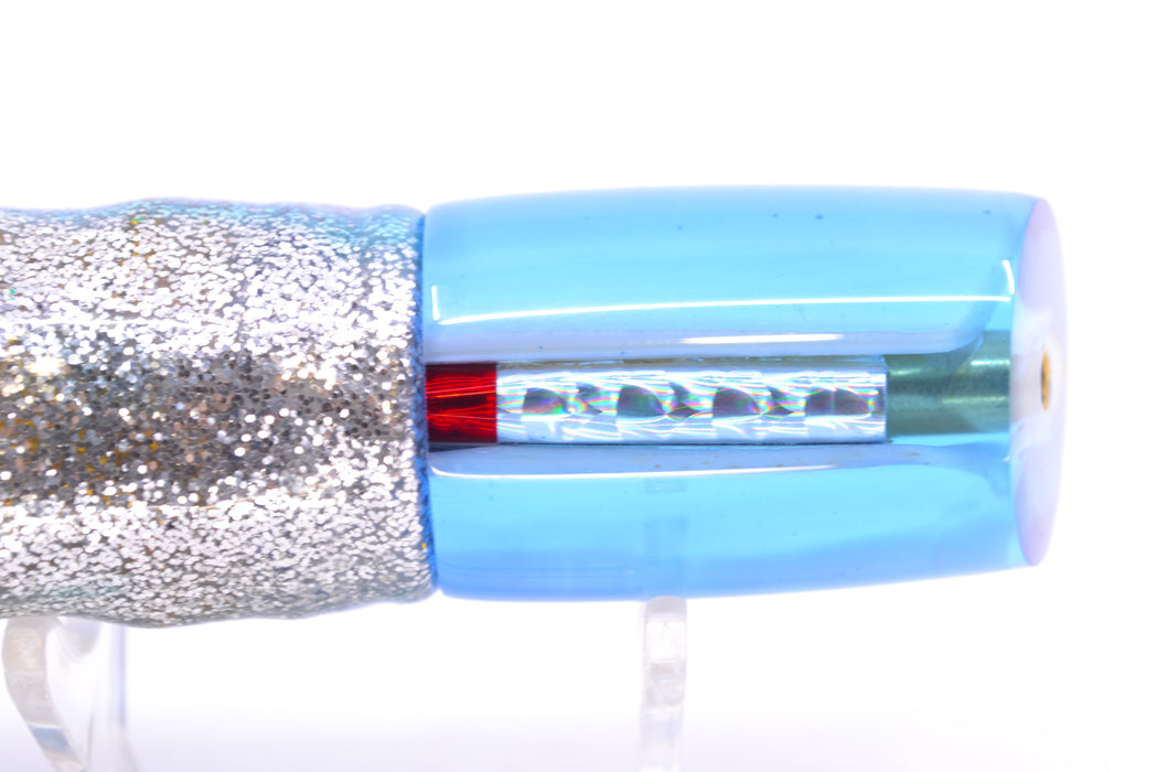 Crampton Baits Ice Blue Real MOP No Eyes Mini HoG 9" 4oz Skirted Blue & Black-Silver